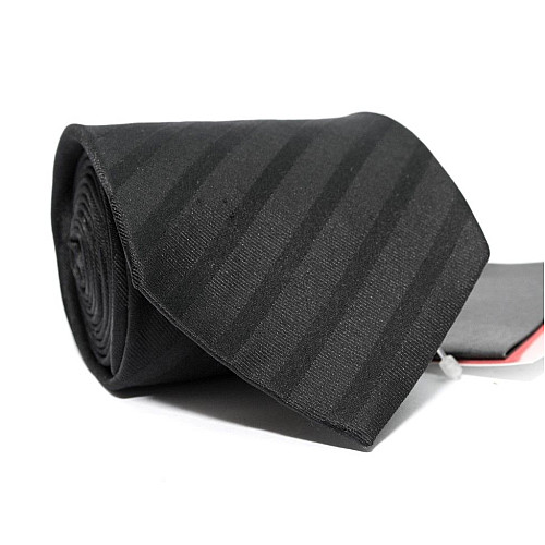 Галстук Emilio Corali мужской черный в полоску GIN-2448