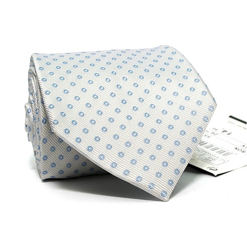 Галстук мужской белый в голубые кружочки Emilio Corali GIN-2460