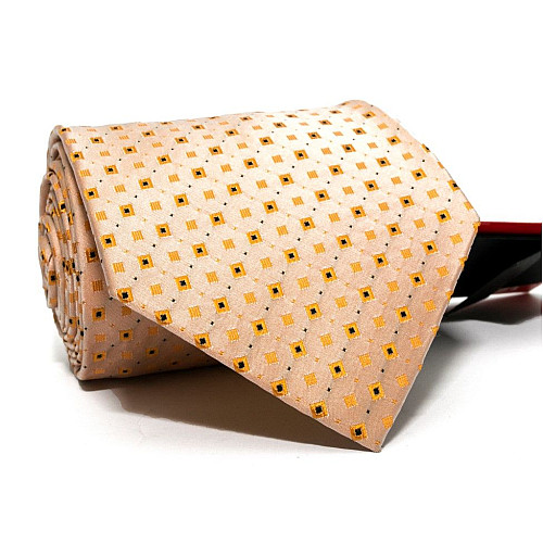 Краватка чоловіча персикова в квадратики Emilio Corali GIN-2464