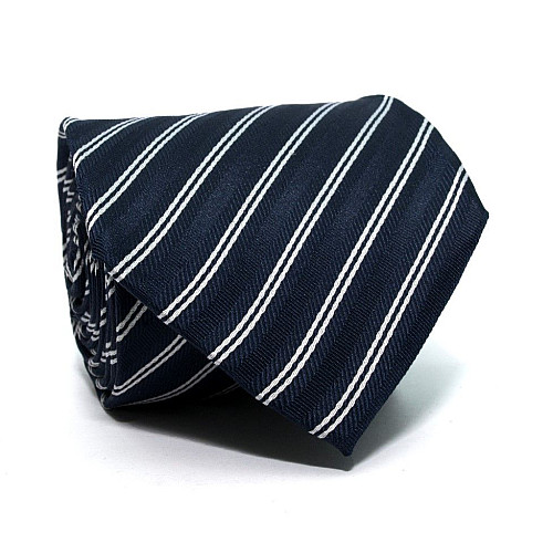 Галстук мужской синий в белую двойную полоску Emilio Corali GIN-2472