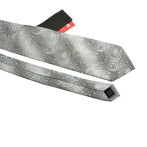 Галстук мужской серый с узором пейсли Emilio Corali GIN-2483