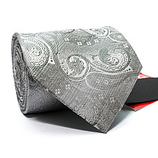 Галстук мужской серый с узором пейсли Emilio Corali GIN-2483