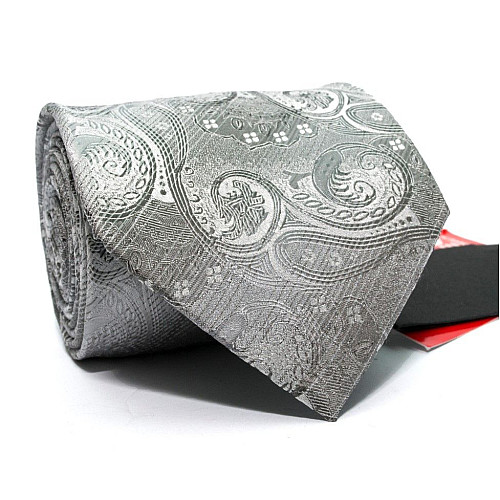 Галстук мужской серый с узором пейсли Emilio Corali GIN-2483