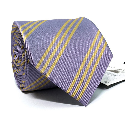 Галстук мужской фиолетовый в желтую полоску Emilio Corali GIN-2484