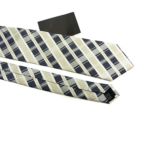 Галстук мужской бежево-синий в квадратики Emilio Corali GIN-2495