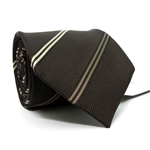 Галстук мужской коричневый в полоску Emilio Corali GIN-2525