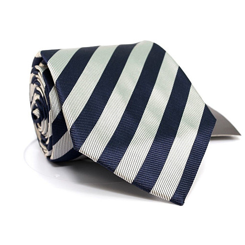 Галстук мужской серо-синий в полоску Emilio Corali GIN-2537