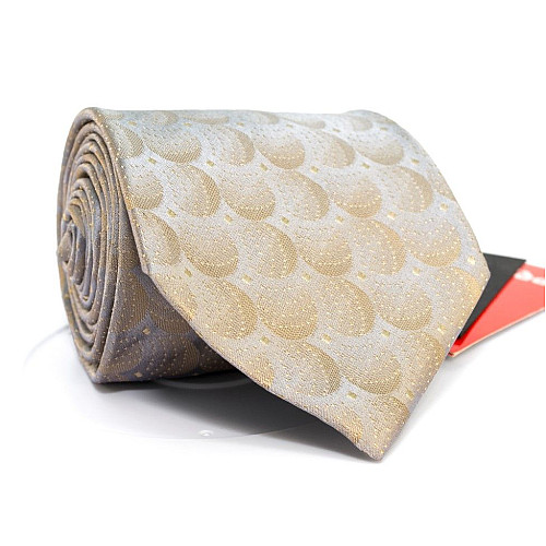 Галстук мужской серо-бежевый в кружечки Emilio Corali GIN-2539