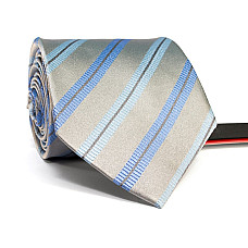 Галстук мужской серый с голубыми полосками Emilio Corali GIN-2562