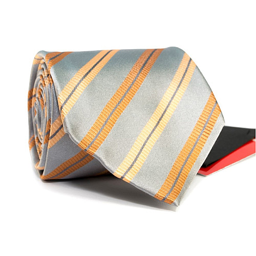 Краватка чоловіча сіра в смужки Emilio Corali GIN-2569