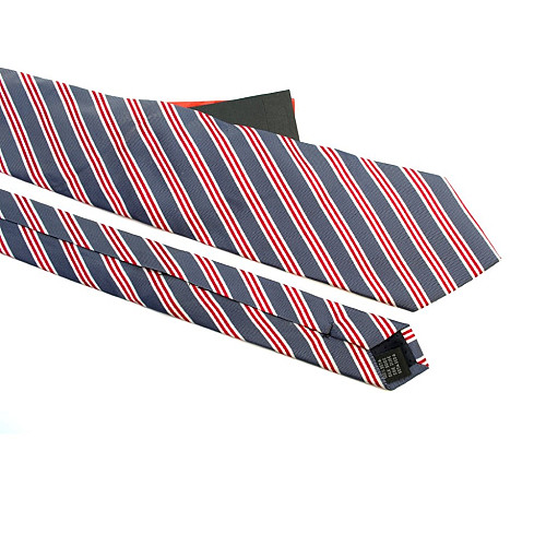 Галстук мужской серый в бело-красные полоски Emilio Corali GIN-2571