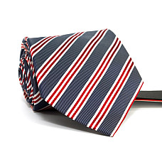 Галстук мужской серый в бело-красные полоски Emilio Corali GIN-2571