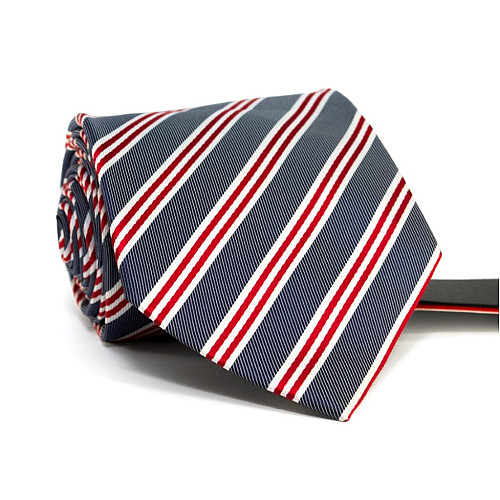 Галстук мужской серый в бело-красные полоски Emilio Corali GIN-2571