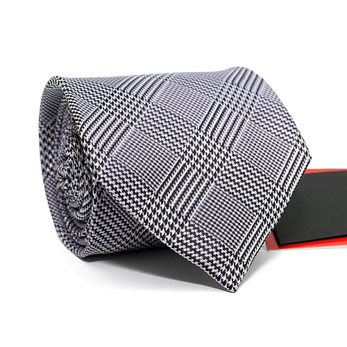 Галстук мужской черно-белый с фиолетовым оттенком Emilio Corali GIN-2575