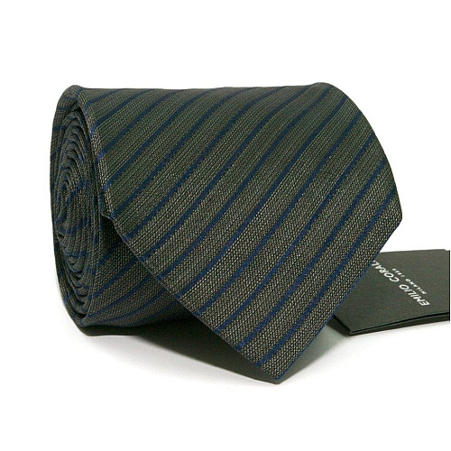 Галстук Emilio Corali серый в синюю полоску GIN-2308