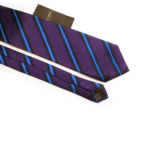 Краватка Фіолетова з синіми смужками Emilio Corali GIN-2315