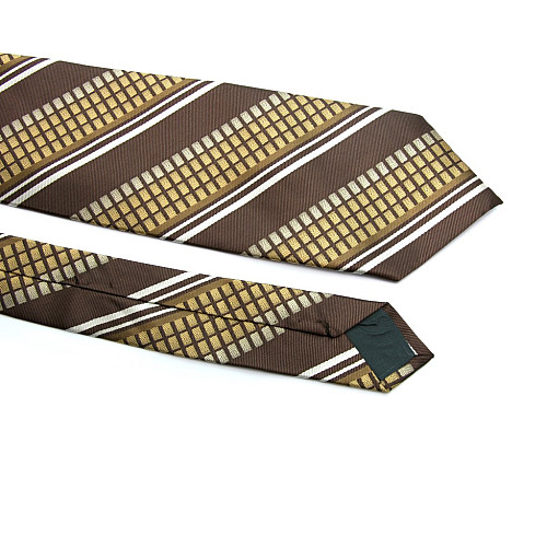 Коричневый галстук Rafello в полоску ZN-1813