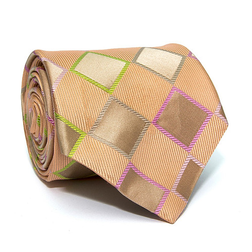 Персикова краватка Rosso Fiorwntino в ромбіки ZN-1829