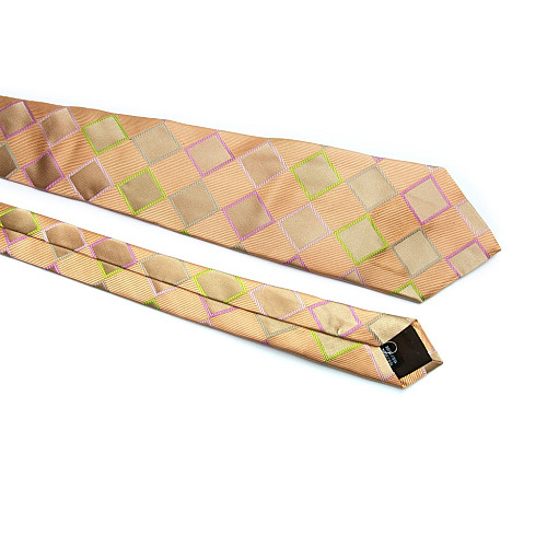 Персикова краватка Rosso Fiorwntino в ромбіки ZN-1829