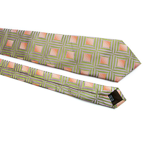 Краватка Rosso Fiorwntino бузково-фіолетовий перелив з персиковими квадратиками ZN-1835