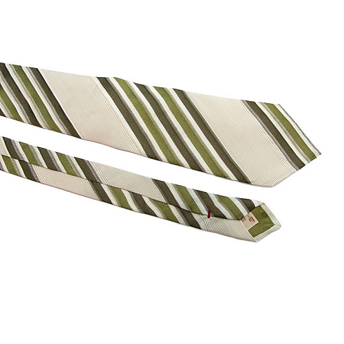 Галстук Romeo Gigli бежевый с зелеными полосками ZN-1858