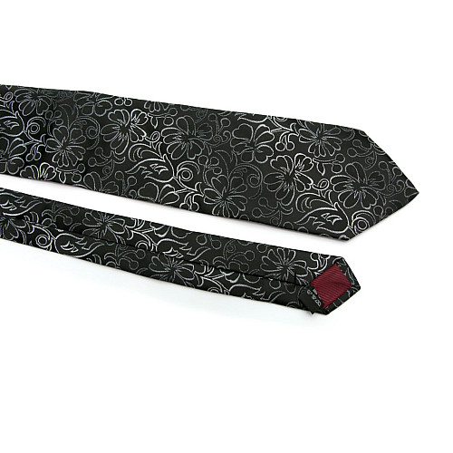 Галстук ZAGI черный с цветами ZN-1871