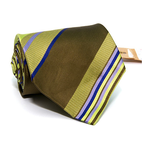 Галстук Romeo Gigli салатовый-хаки в полоски ZN-1880