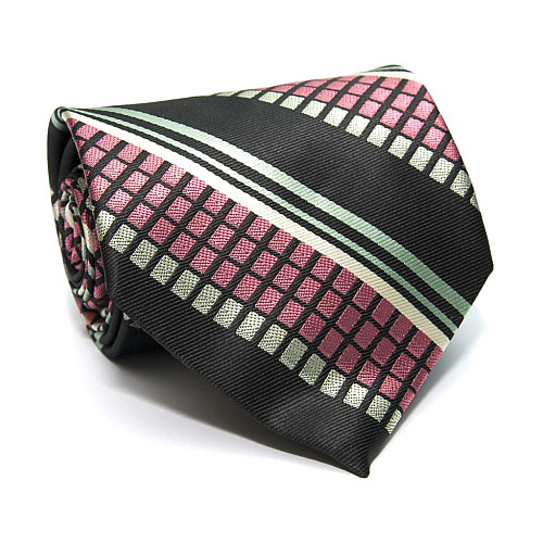 Краватка Rafello чорна з квадратиками-смужками ZN-1883