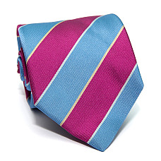 Голубой галстук Rosso Fiorwntino в малиновую полоску ZN-1890