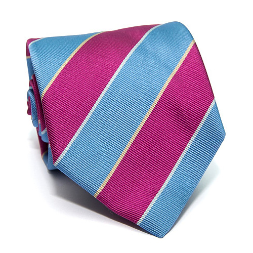 Блакитна краватка Rosso Fiorwntino в малинову смужку ZN-1890