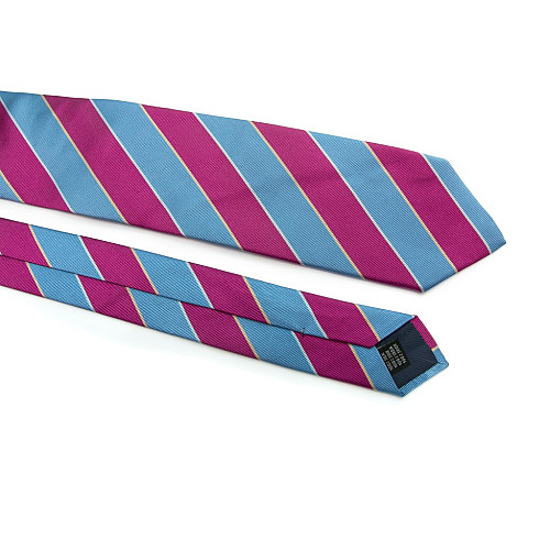Блакитна краватка Rosso Fiorwntino в малинову смужку ZN-1890