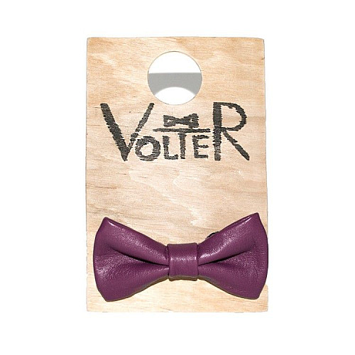 Кожаная галстук бабочка фиолетовая GVR-2101