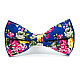 Галстук бабочка синяя с цветами AB-205