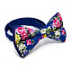 Галстук бабочка синяя с цветами AB-205