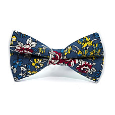 Галстук-бабочка синяя с цветами AB-211