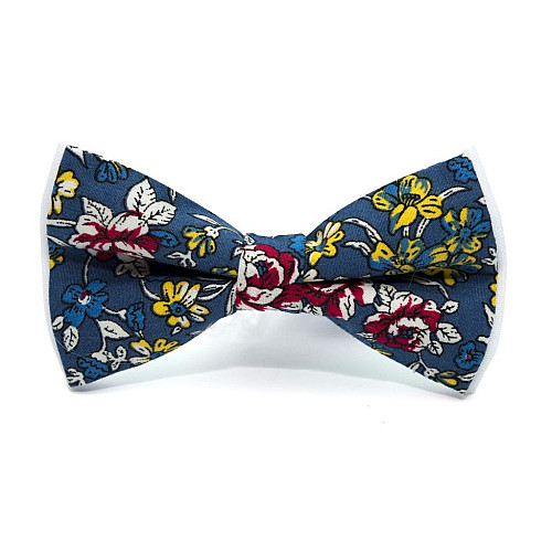 Галстук-бабочка синяя с цветами AB-211