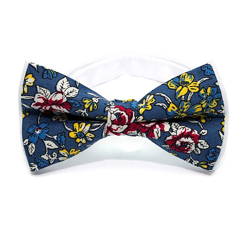 Галстук-бабочка синяя с цветами AB-211