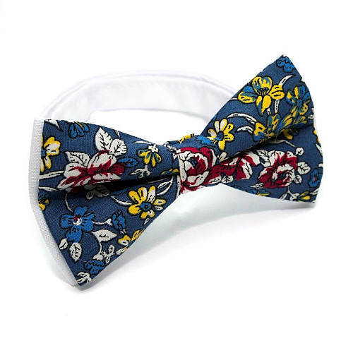 Галстук-бабочка синяя с цветами AB-211