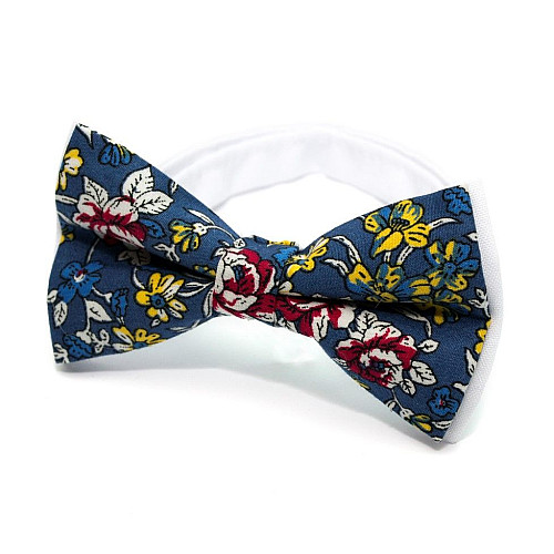 Галстук-бабочка синяя с цветами AB-211
