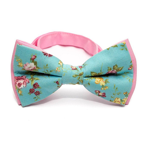 Краватка-метелик блакитний з квітами AB-212