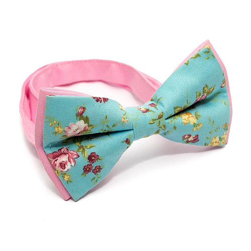 Краватка-метелик блакитний з квітами AB-212