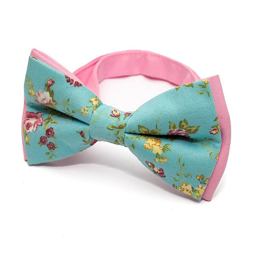 Краватка-метелик блакитний з квітами AB-212