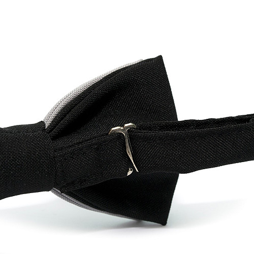 Галстук бабочка Gofin серая с черным двухслойная матовая AB-7212