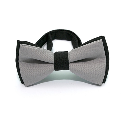 Галстук бабочка Gofin серая с черным двухслойная матовая AB-7212