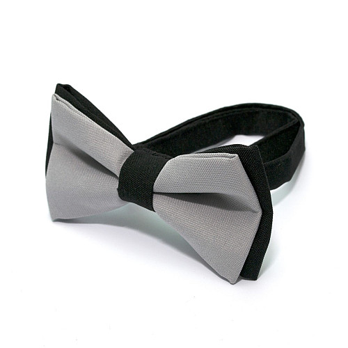 Галстук бабочка Gofin серая с черным двухслойная матовая AB-7212