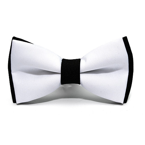 Галстук бабочка Gofin белая с черным двухслойная матовая AB-7213