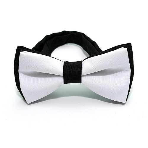 Галстук бабочка Gofin белая с черным двухслойная матовая AB-7213