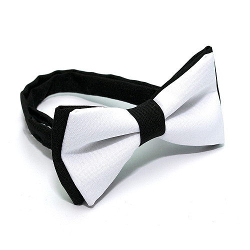 Галстук бабочка Gofin белая с черным двухслойная матовая AB-7213