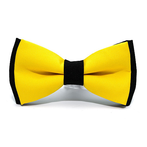 Галстук бабочка Gofin двухслойная желтая с черным матовая AB-7214