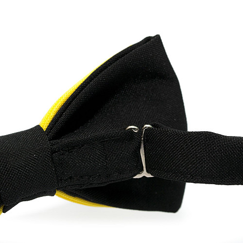 Галстук бабочка Gofin двухслойная желтая с черным матовая AB-7214